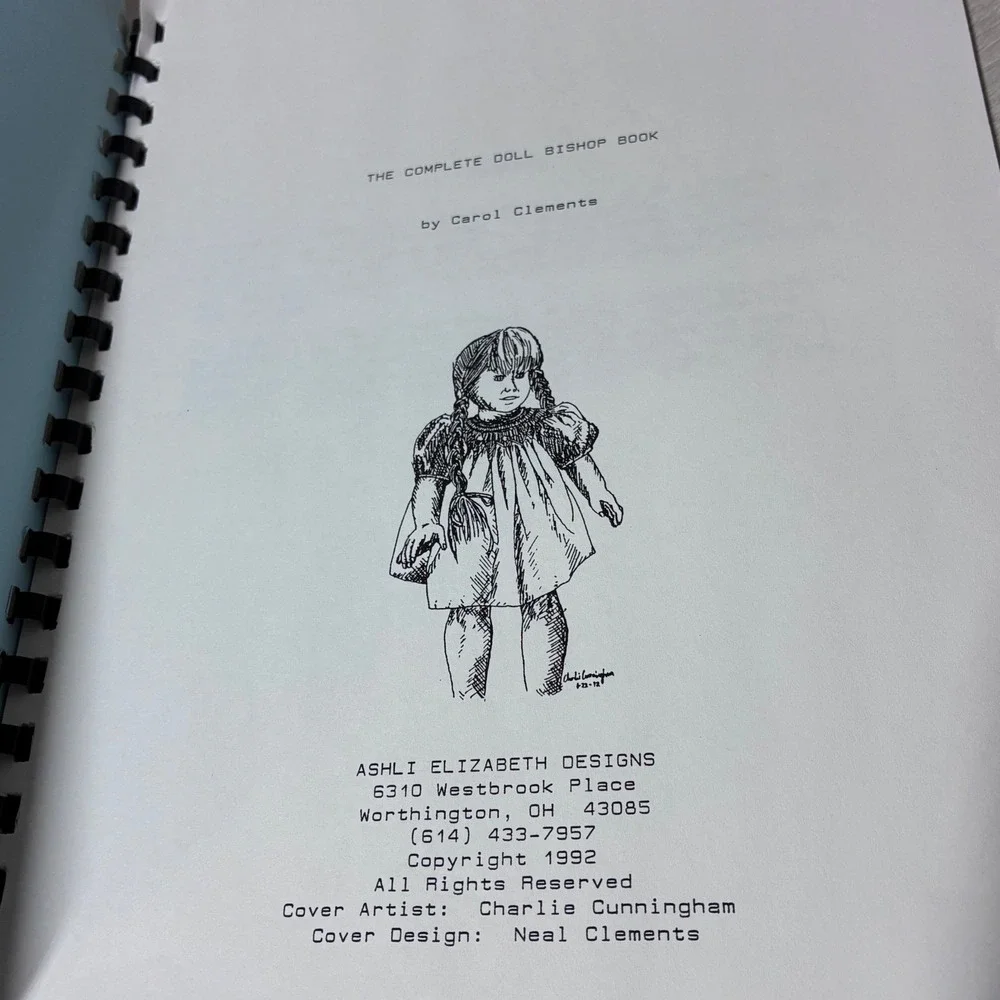 VTG Complete Doll Bishop Book Carol Clements Smocking Pattern Drafting 1992 PB